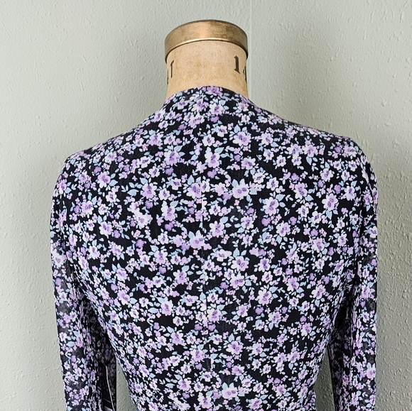 NWT Nine West Women's Floral-Print Ruched Mesh Midi Dress Size 16 Goth 90s Y2K - Picture 10 of 14